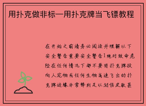 用扑克做非标—用扑克牌当飞镖教程